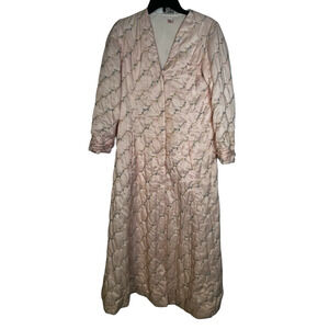 Vintage Matej for I. Magnin Robe Womens Medium Large Pink Quilted Satin Duster